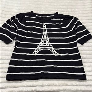 Carolyn Taylor Striped Top with Eiffel Tower Design